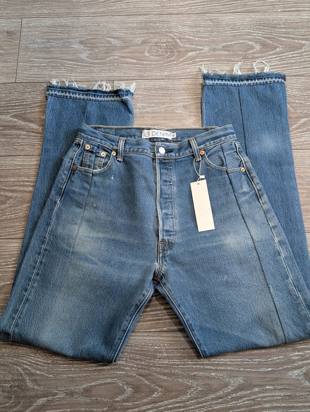 EB Denim "Unraveled" Reconstructed Straight Leg Jeans - Size 30 - Picture 2 of 16